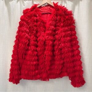 Inorin Womens Fall Open Front Cardigan Faux Fur Coat Vintage Parka Shaggy Jacket